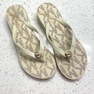 Michael Kors Redford glam wedge sandals cream color size 8M